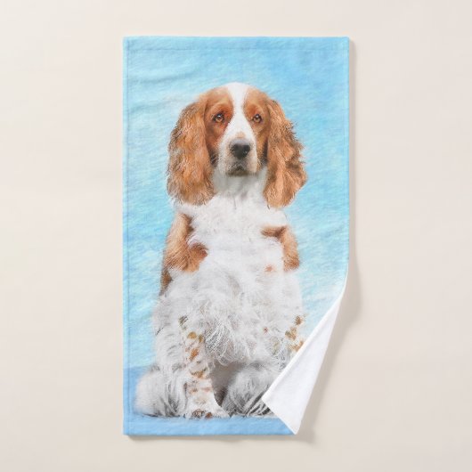 Welsh Springer Spanischmalerei - Original Dog Art Badhandtuch Set (Handtuch)