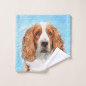 Welsh Springer Spanischmalerei - Original Dog Art Badhandtuch Set (Waschlappen)