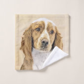 Welsh Springer Spanischmalerei - Original Dog Art Badhandtuch Set (Waschlappen)