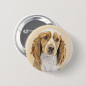 Welsh Springer Spanischmalerei - Original Dog Art Button (Vorne & Hinten)