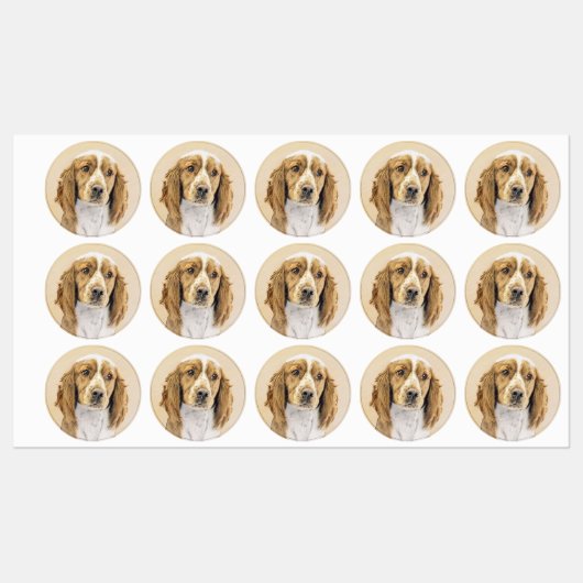 Welsh Springer Spanischmalerei - Original Dog Art Etiketten (Blatt)
