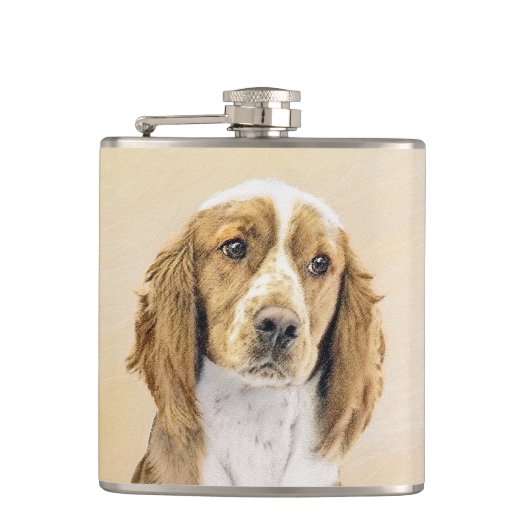 Welsh Springer Spanischmalerei - Original Dog Art Flachmann (Vorderseite)