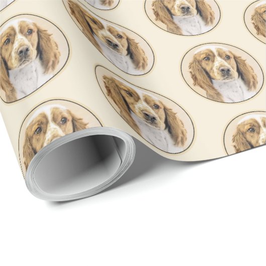 Welsh Springer Spanischmalerei - Original Dog Art Geschenkpapier (Rolleneckpunkt)