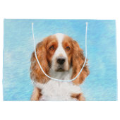 Welsh Springer Spanischmalerei - Original Dog Art Große Geschenktüte (Rückseite)