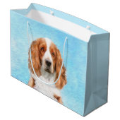 Welsh Springer Spanischmalerei - Original Dog Art Große Geschenktüte (Rückseite Schrägansicht)