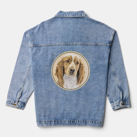 Welsh Springer Spanischmalerei - Original Dog Art Jeansjacke (Rückseite)