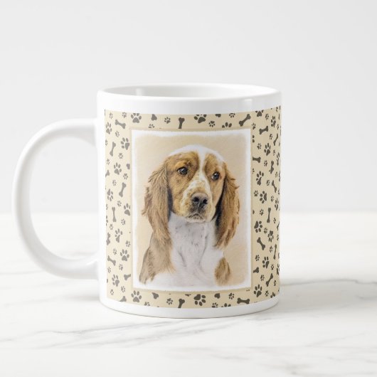 Welsh Springer Spanischmalerei - Original Dog Art Jumbo-Tasse (Links)