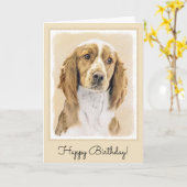 Welsh Springer Spanischmalerei - Original Dog Art Karte (Gelbe Blume)