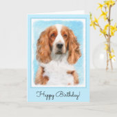 Welsh Springer Spanischmalerei - Original Dog Art Karte (Gelbe Blume)
