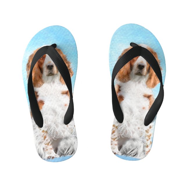 Welsh Springer Spanischmalerei - Original Dog Art Kinderbadesandalen (Fußbett)