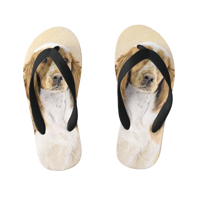 Welsh Springer Spanischmalerei - Original Dog Art Kinderbadesandalen (Fußbett)