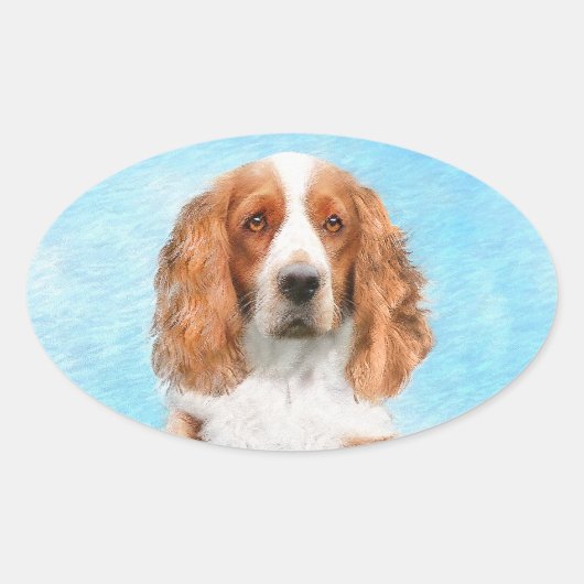 Welsh Springer Spanischmalerei - Original Dog Art Ovaler Aufkleber (Vorderseite)