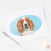 Welsh Springer Spanischmalerei - Original Dog Art Ovaler Aufkleber (Umschlag)