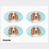 Welsh Springer Spanischmalerei - Original Dog Art Ovaler Aufkleber (Blatt)