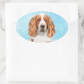 Welsh Springer Spanischmalerei - Original Dog Art Ovaler Aufkleber (Tasche)