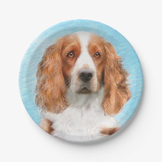 Welsh Springer Spanischmalerei - Original Dog Art Pappteller (Vorderseite)