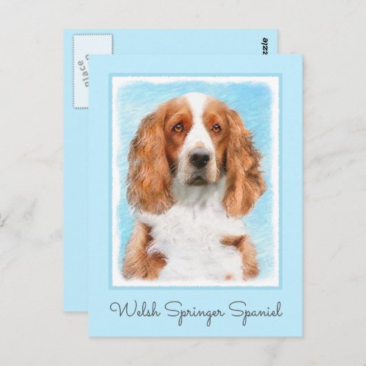 Welsh Springer Spanischmalerei - Original Dog Art Postkarte (Vorne/Hinten)