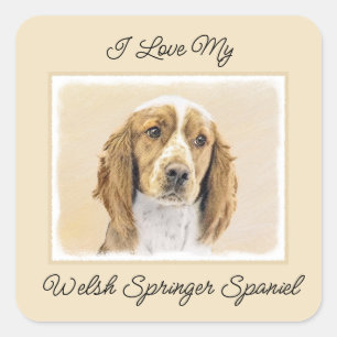 Welsh Springer Spanischmalerei - Original Dog Art Quadratischer Aufkleber