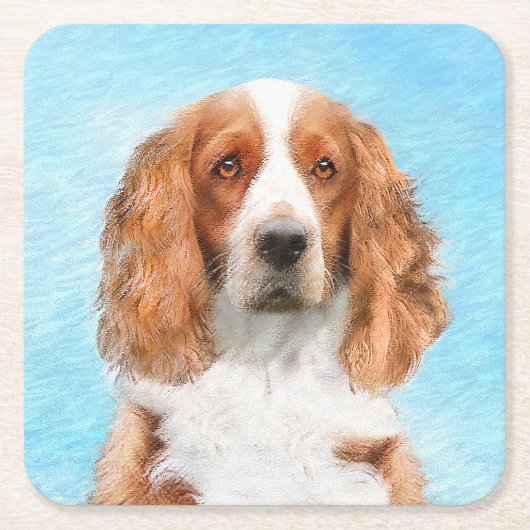 Welsh Springer Spanischmalerei - Original Dog Art Rechteckiger Pappuntersetzer (Vorderseite)
