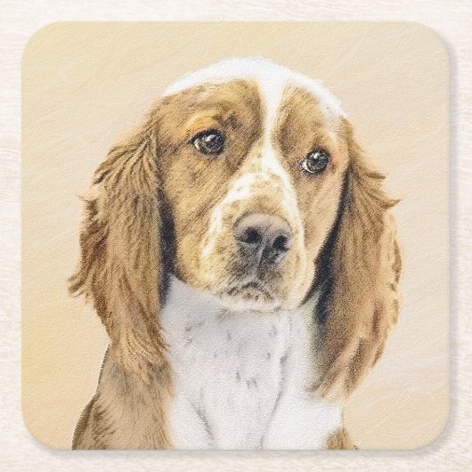 Welsh Springer Spanischmalerei - Original Dog Art Rechteckiger Pappuntersetzer (Vorderseite)