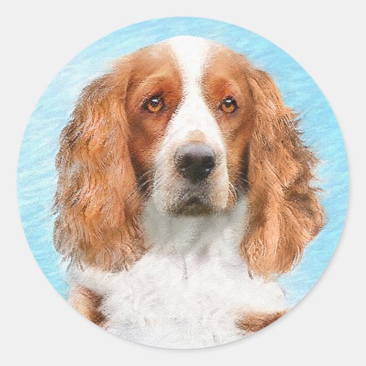 Welsh Springer Spanischmalerei - Original Dog Art Runder Aufkleber (Vorderseite)