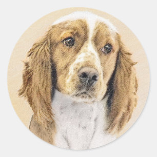 Welsh Springer Spanischmalerei - Original Dog Art Runder Aufkleber