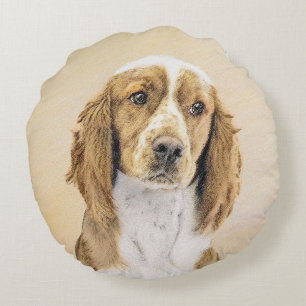 Welsh Springer Spanischmalerei - Original Dog Art Rundes Kissen