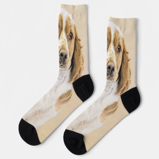 Welsh Springer Spanischmalerei - Original Dog Art Socken (Linkes Detail)