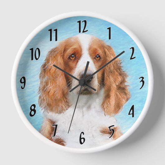 Welsh Springer Spanischmalerei - Original Dog Art Uhr (Vorderseite)
