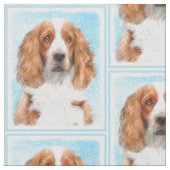 Welsh Springer Spanischmalerei - Original Hund Kun Stoff (Nahaufnahme)