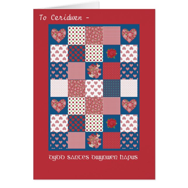 Welsh St Dwynwen's Hearts Rose Imitate Patchwork (Vorne)