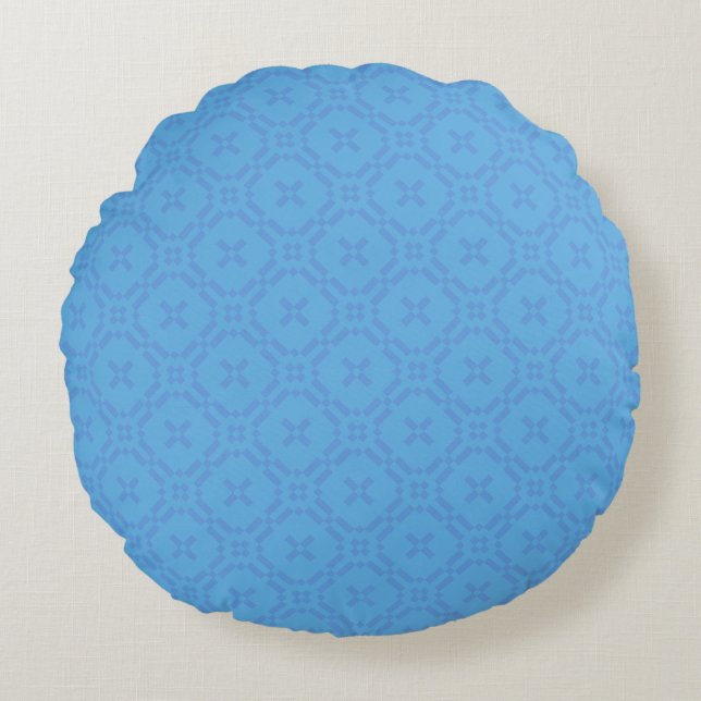 Welsh Tapestart, Chic Blue Round Pillow Rundes Kissen (Vorderseite)