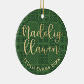 Welsh Tapestry Blanket Pattern, Carthen Nadolig Keramik Ornament (Rechts)