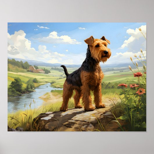Welsh Terrier auf Ausblick Poster (Vorne)