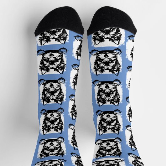 Welsh Terrier Blue Puppy Personalisiertes Thema Socken (Oben)