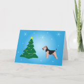 Welsh Terrier Blue Weihnachtskarte Karte (Vorderseite)