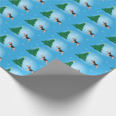 Welsh Terrier Blue Weihnachtswrapping Paper Geschenkpapier (Ecke)