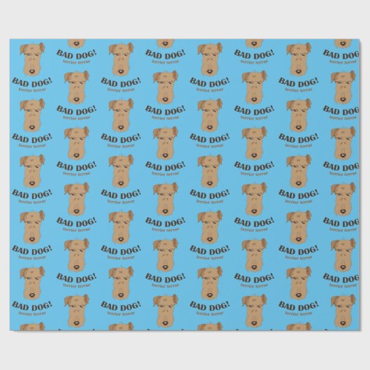 Welsh Terrier Blue Wrapping Paper Geschenkpapier (Flach)