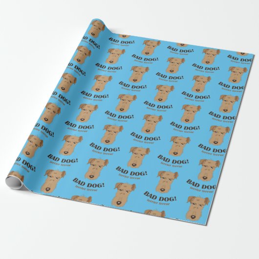 Welsh Terrier Blue Wrapping Paper Geschenkpapier (Ungerollt)