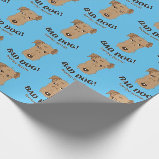 Welsh Terrier Blue Wrapping Paper Geschenkpapier (Ecke)