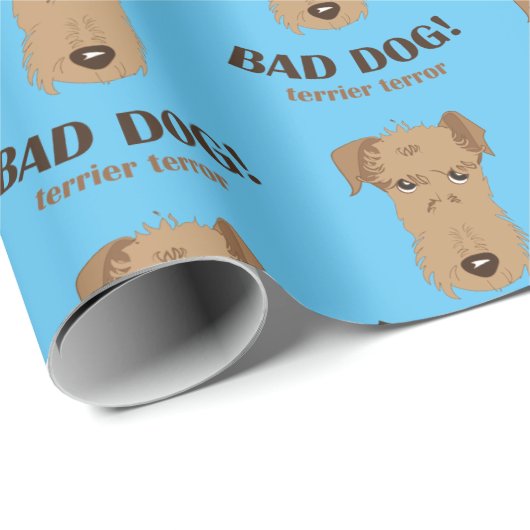 Welsh Terrier Blue Wrapping Paper Geschenkpapier (Rolleneckpunkt)