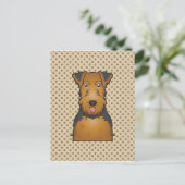 Welsh Terrier Cartoon Postkarte (Stehend Vorderseite)