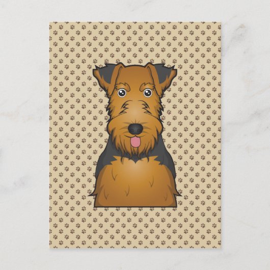 Welsh Terrier Cartoon Postkarte (Vorderseite)