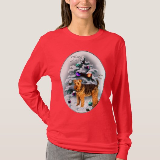 Welsh Terrier Christmas Geschenke T-Shirt (Vorderseite)