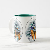 Welsh Terrier Christmas Geschenke Zweifarbige Tasse (Vorderseite Links)