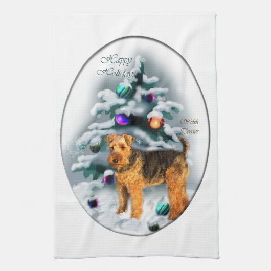 Welsh Terrier Christmas Handtuch (Vertikal)