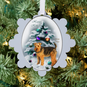 Welsh Terrier Christmas Ornament Karte