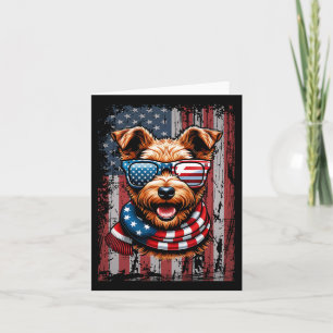 Welsh Terrier Dog Lover US Flag 4. Juli Patrio Karte