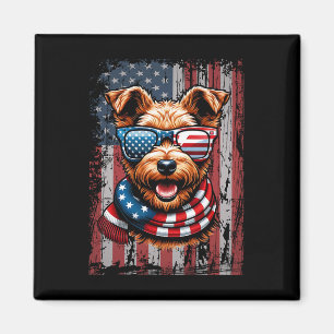 Welsh Terrier Dog Lover US Flag 4. Juli Patrio Magnet