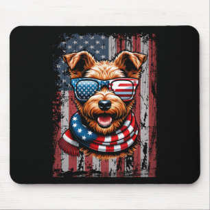 Welsh Terrier Dog Lover US Flag 4. Juli Patrio Mousepad